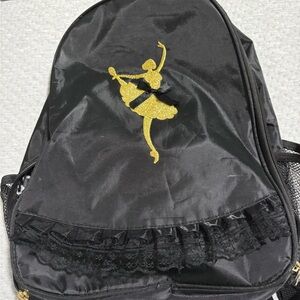 Capezio Black Backpack with Gold Dancer Design